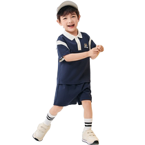 Balabala childrens clothing childrens suit boys and girls short-sleeved two-piece set 2024 new polo summer wear campus style