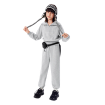 Balabala childrens clothing girls suits Western-style spring and autumn clothes big childrens long-sleeved casual sports solid color two-piece trendy suits