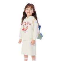 Balabala childrens clothing girls long-sleeved suit childrens spring clothing 2024 new childrens cute and sweet style two-piece set
