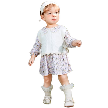 Balabala baby dress baby two-piece set girls skirt autumn suit fashionable sweet fashionable foreign style