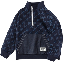 (Same style in the mall) Balabala Childrens Clothing Boys Sweaters 2024 Autumn New Style Printed Tops Half Cardigan Trendy