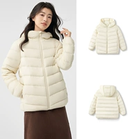 Ванильно-белый капюшон с белым утиным пухом