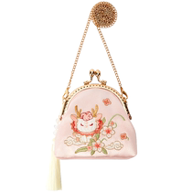 (Mall the same section) Balabala girl bag italics sloped cross hand cross sacs children occasionnels bag embroidered with délicate national wind