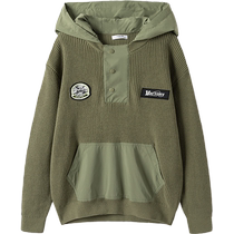 Balabala childrens clothing boys sweaters childrens autumn patchwork hooded sweaters big childrens fashion embroidered chapter loose