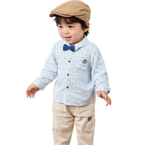(Same style in the mall) Balabala baby shirt boys top thin section 2024 autumn new fashion fashionable style