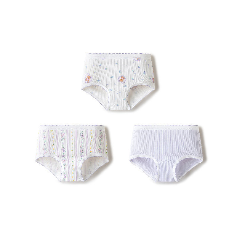 Balabala Girls' Cotton Boxer Briefs Children's Triangle Briefs Baby Boxer Briefs Class a Skin-Friendly Antibacterial Breathable Three-Pack — 2