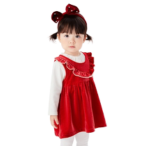 (Same style in the mall) Balabala childrens clothes girls spring and autumn suits babys one-year-old dress exquisite and trendy