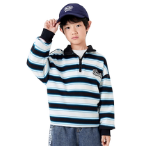(Same style in the mall) Balabala Childrens Clothing Boys Sweaters 2024 Autumn Clothes Big Childrens Striped Long-Sleeved Childrens Tops