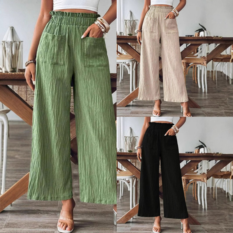 2026 European and American Cross-Border Foreign Trade Women's Clothing Independent Website Shein Amazon Temu Pure Color Casual Straight Pants 2026 European and American Cross-Border Foreign Trade Women's Clothing Independent Website Shein Amazon Temu Pure Color Casual Straight Pants
