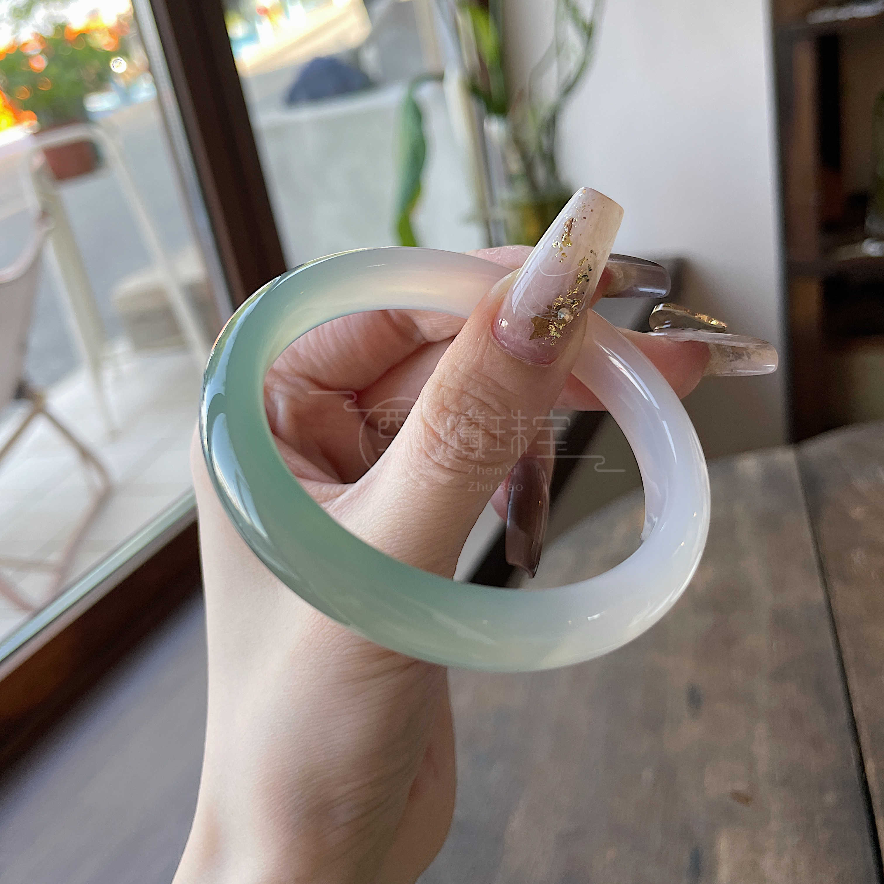 本翡翠、開運半山半水、レアミャンマー老藍＆ミルクホワイトバングル  