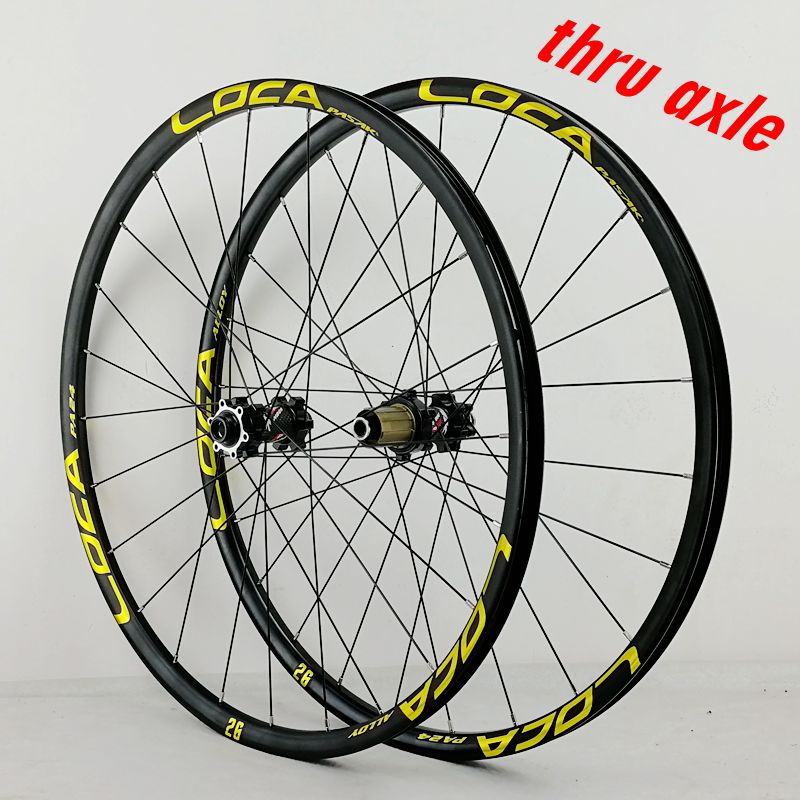 Núi nhóm wheel bánh xe đạp 24 lỗ thùng trục thẳng kéo dải sáu móng vuốt taki 26 275 29 inch 700C màu đen mờ