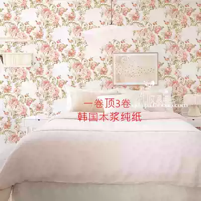 South Korea imported paper American pastoral Flowers Flowers floral flowers big flower wallpaper girl bedroom wedding room wallpaper big roll