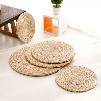 Handmade futon cushion thickened straw tatami round yoga floor bay window balcony Japanese grass mat fabric