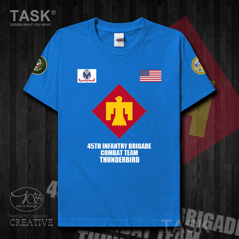 Lữ đoàn Bộ binh TASK mùa hè mới nửa tay áo 45 bông ngắn tay áo thun nam và nữ của Hoa Kỳ Quân quần áo lĩnh vực biểu tượng 0006