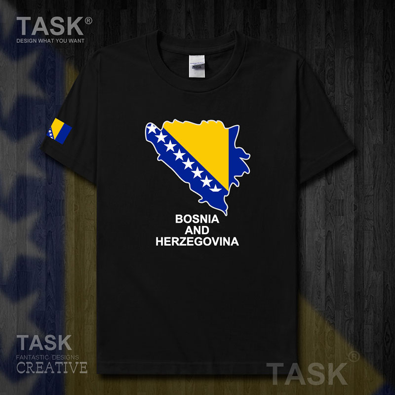 TASK Bosnia và Herzegovina và Herzegovina Quốc Bản đồ bông ngắn tay áo thun quần áo nam và nữ 50