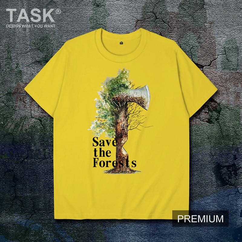 TASK Bảo vệ Trái đất rừng Công Lãi Savethe bông rừng ngắn sleeveprint t-shirt của nam giới và phụ nữ phù hợp với 02