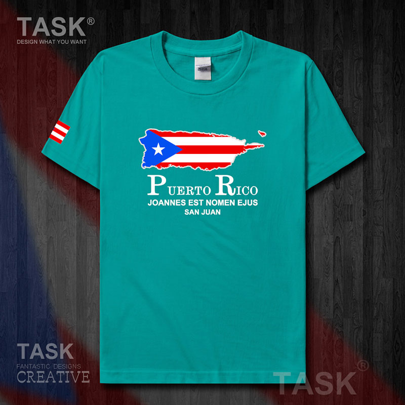 TASK Puerto Rico Puerto Rico Rico Quốc Bản đồ bông ngắn tay áo thun nam và nữ thể thao Lên trên Siapp 50