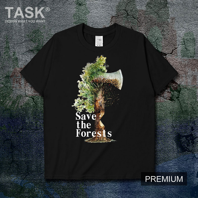 TASK Bảo vệ Trái đất rừng Công Lãi Savethe bông rừng ngắn sleeveprint t-shirt của nam giới và phụ nữ phù hợp với 02