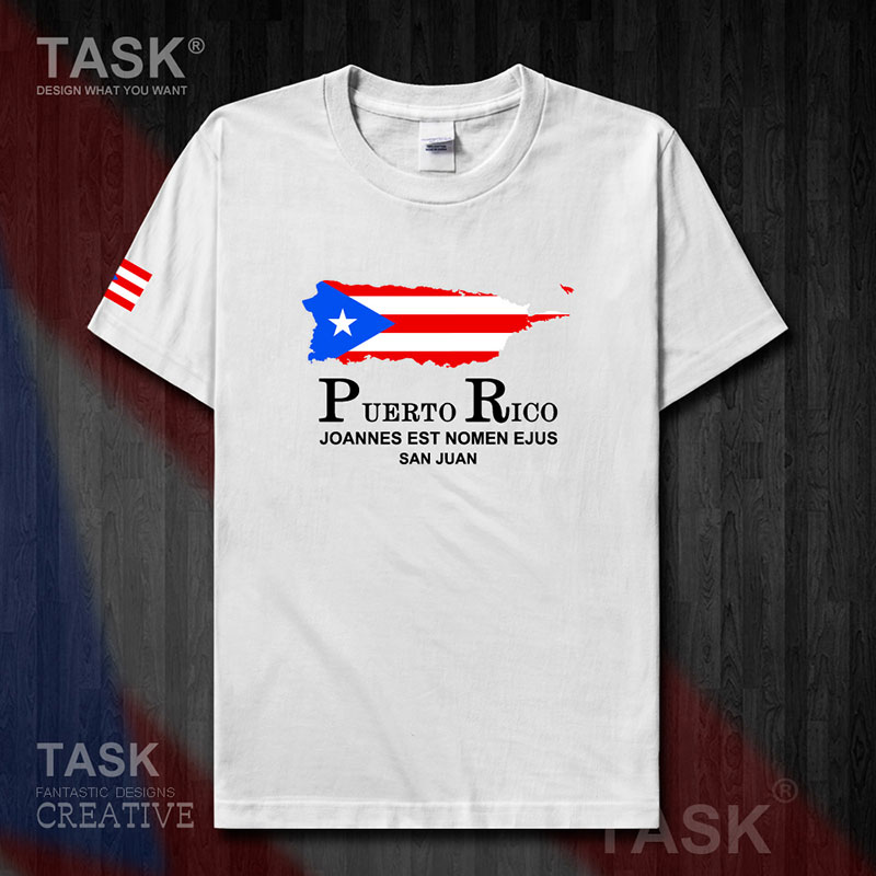 TASK Puerto Rico Puerto Rico Rico Quốc Bản đồ bông ngắn tay áo thun nam và nữ thể thao Lên trên Siapp 50