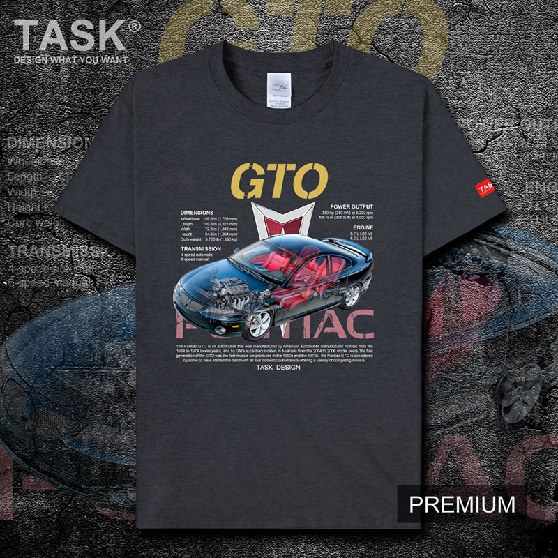 Mỹ xe thể thao xe cơ bắp xe TASK Pontiac GTO cao-powered ngắn tay áo thun nam và mùa hè áo khoác phụ nữ