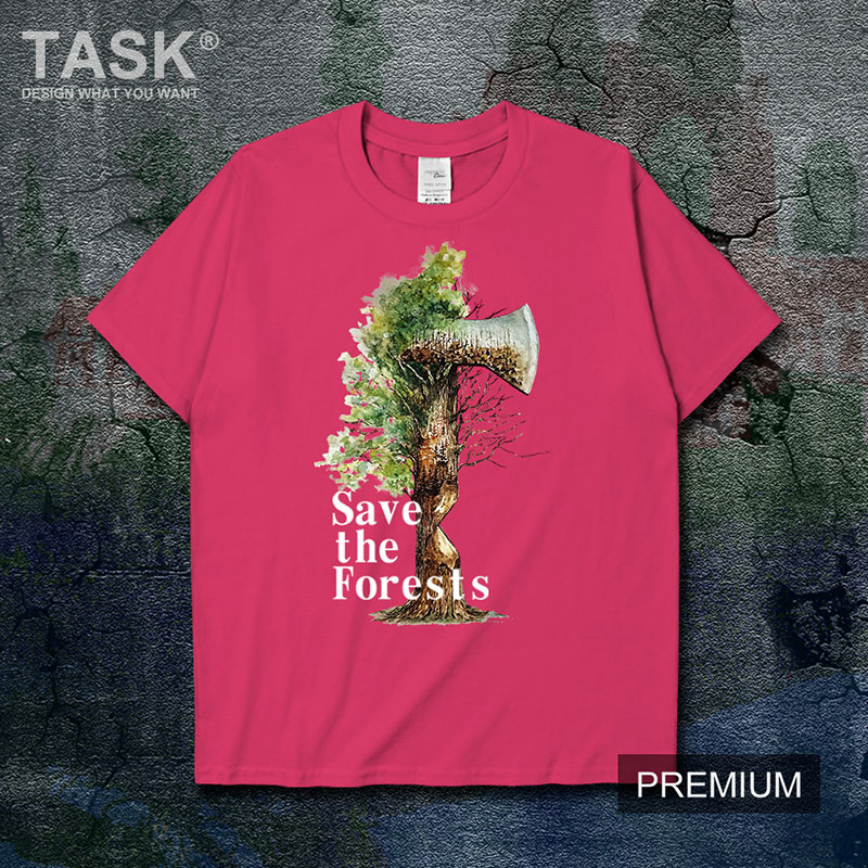 TASK Bảo vệ Trái đất rừng Công Lãi Savethe bông rừng ngắn sleeveprint t-shirt của nam giới và phụ nữ phù hợp với 02