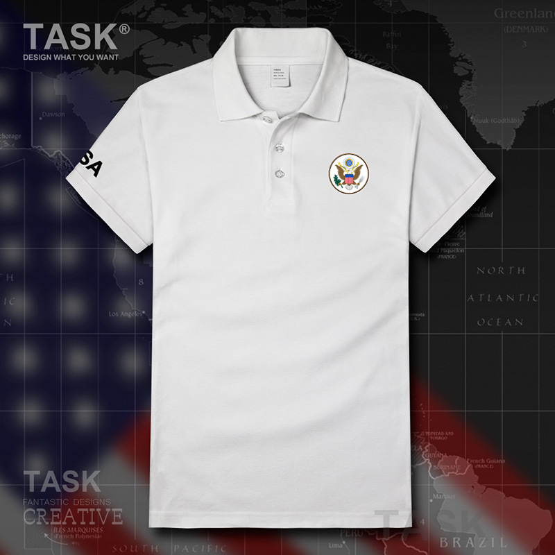 Thể thao TASK USA USA nam Lập Polo Shirt quốc gia Đội bóng ngắn tay áo T-Shirt