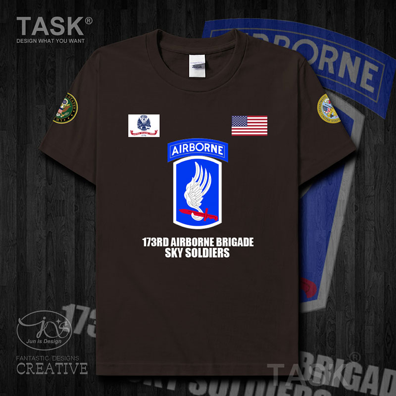 TASK Hoa Kỳ Lữ Đoàn 173 Dù ngắn tay áo thun nam và nữ phi công thể thao cotton t-shirt mùa hè nửa tay áo 0006