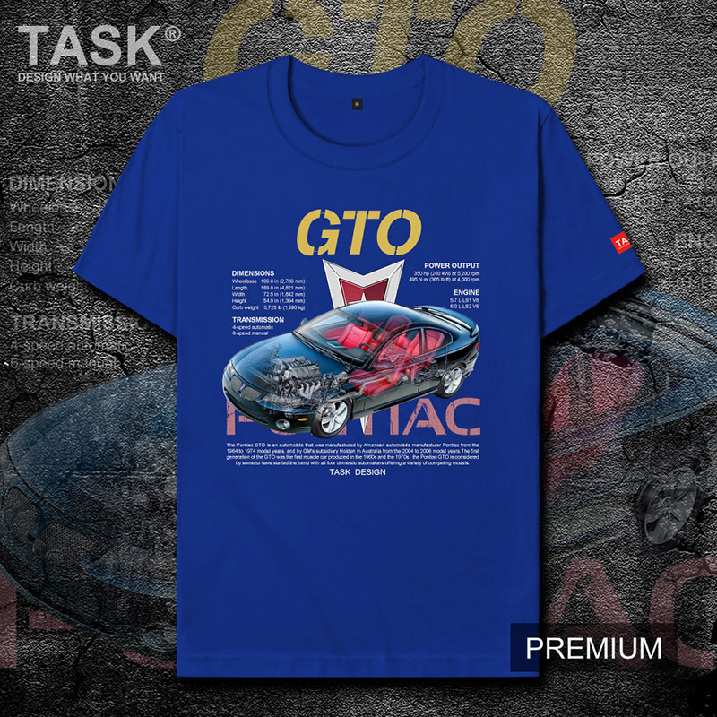 Mỹ xe thể thao xe cơ bắp xe TASK Pontiac GTO cao-powered ngắn tay áo thun nam và mùa hè áo khoác phụ nữ