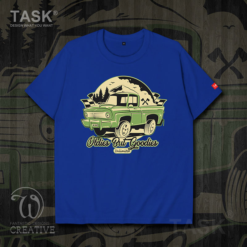 Minh họa TASK cổ điển Xe tải Vintage Nostalgic Classic Car Student Short-Sleeve T-Shirt nam và nữ Loose R-A áo 03-0007