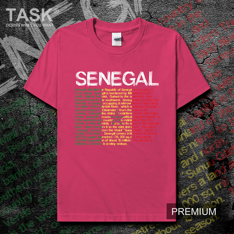 TASK Senegal in ngắn tay bông đội tuyển quốc gia mặc bóng đá bình thường mùa hè áo thun nam và nữ