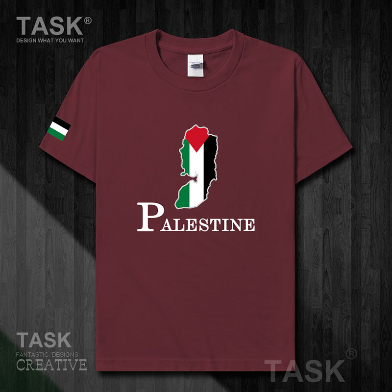 TASK Palestine Quốc Bản đồ bông ngắn SleeveT T-Shirt Phong trào nam và nữ Tops Tide 50