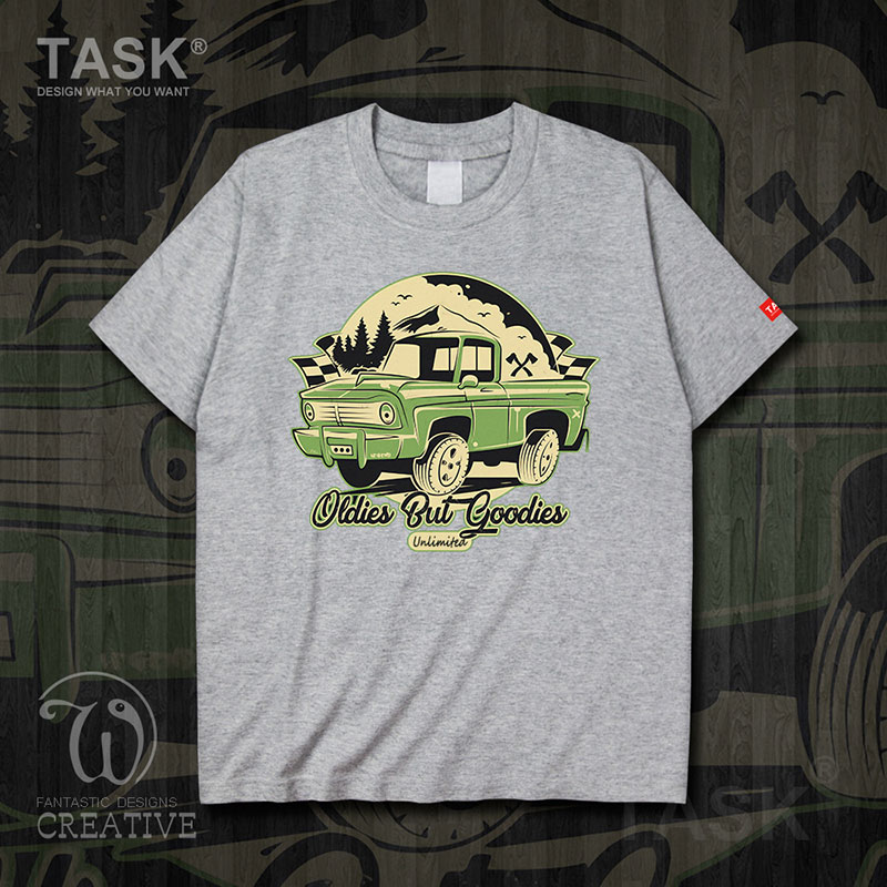 Minh họa TASK cổ điển Xe tải Vintage Nostalgic Classic Car Student Short-Sleeve T-Shirt nam và nữ Loose R-A áo 03-0007