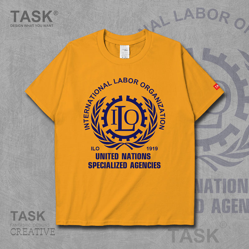 NHIỆM VỤ LIÊN HIỆP QUỐC TẾ LAO ĐỘNG TỔ CHỨC ILO LOGO ngắn tay thun thể thao cho nam và nữ bông T-shirt