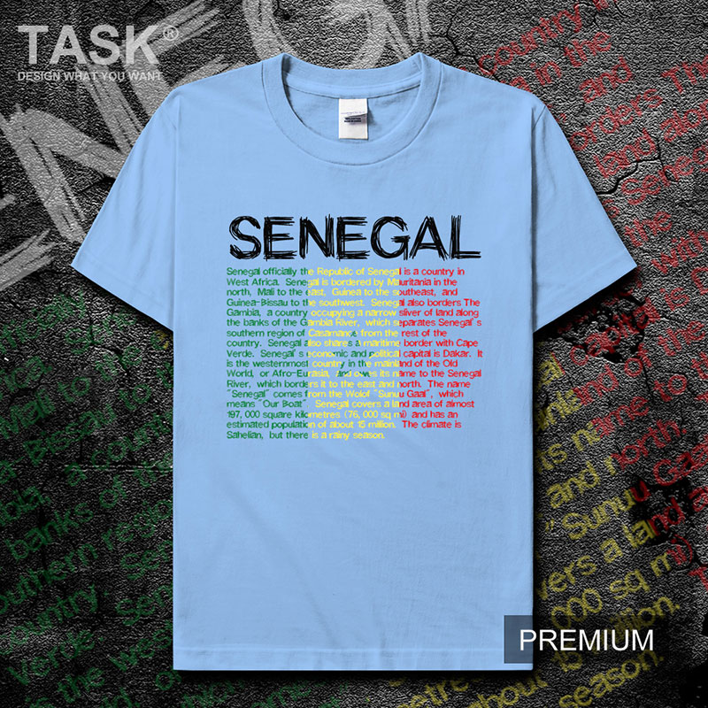 TASK Senegal in ngắn tay bông đội tuyển quốc gia mặc bóng đá bình thường mùa hè áo thun nam và nữ