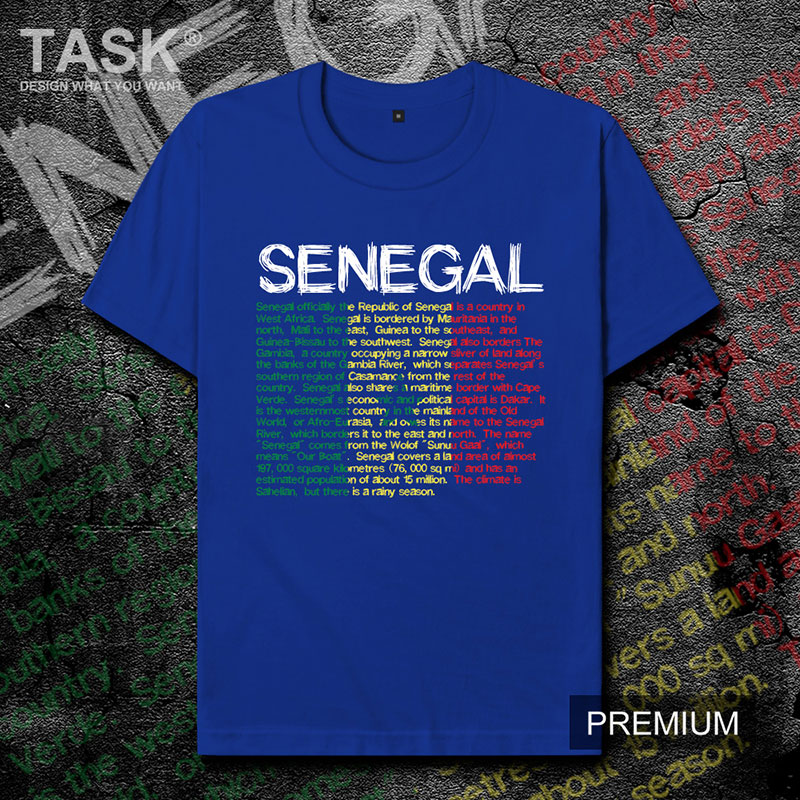 TASK Senegal in ngắn tay bông đội tuyển quốc gia mặc bóng đá bình thường mùa hè áo thun nam và nữ