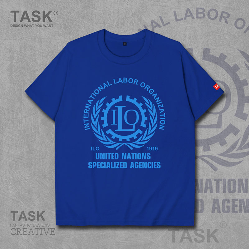 NHIỆM VỤ LIÊN HIỆP QUỐC TẾ LAO ĐỘNG TỔ CHỨC ILO LOGO ngắn tay thun thể thao cho nam và nữ bông T-shirt