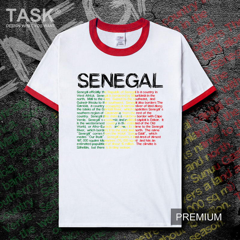 TASK Senegal in ngắn tay bông đội tuyển quốc gia mặc bóng đá bình thường mùa hè áo thun nam và nữ