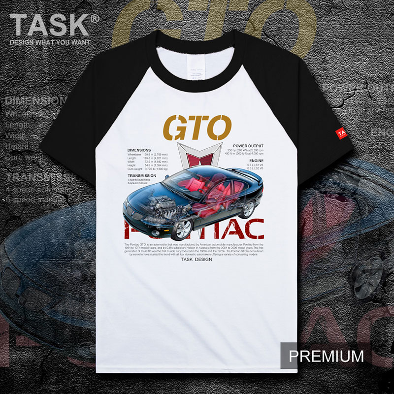 Mỹ xe thể thao xe cơ bắp xe TASK Pontiac GTO cao-powered ngắn tay áo thun nam và mùa hè áo khoác phụ nữ