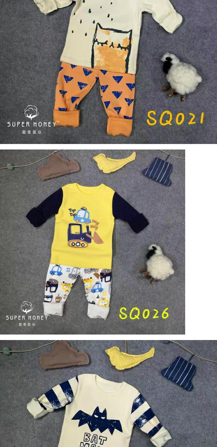 Chất liệu cotton dày 2016 siêu ngọt mới cho nam và nữ dịch vụ trẻ em tại nhà đáy quần áo mùa thu ấm bộ nỉ bé trai