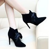 Martens, высокие короткие сапоги с заостренным носом, демисезонная универсальная обувь на высоком каблуке, из натуральной кожи