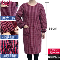 Ultra-long-coat pure cotton workwear hood dress apron adult inverted coat anti-grey armguard outside wearing down backcoat adult male and female