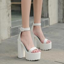 Wedding artifact super high heel 15CM small man with wedding photo wedding shoes white sandals hate the sky high fitting room to wear