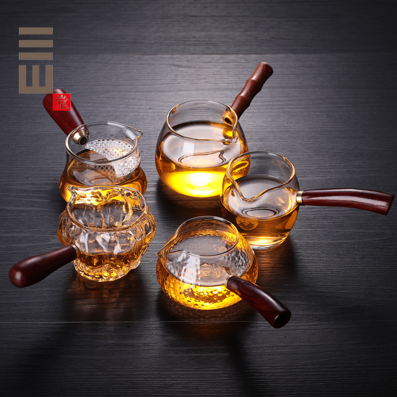 Sanshan Hall Glass Tea Leak Suit Fair Cup Hammer Veins Thickened heat resistant side to make teaver large tea sea tea set