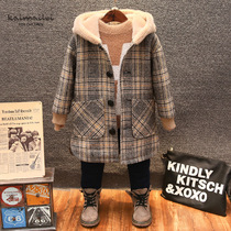 Boys clothes jacket cotton 2021 new winter thickening cap in the large - boy plate middle - long - sized clothes