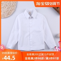 Childrens white shirt boys spring clothes 2021 new middle and big childrens coat primary school performance clothing long sleeve base shirt
