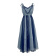 Huajian Shang/Yixi Geng/Fairy Oh! Tie-dyed blue fairy-like suspender dress with super fairy temperament girl's long skirt