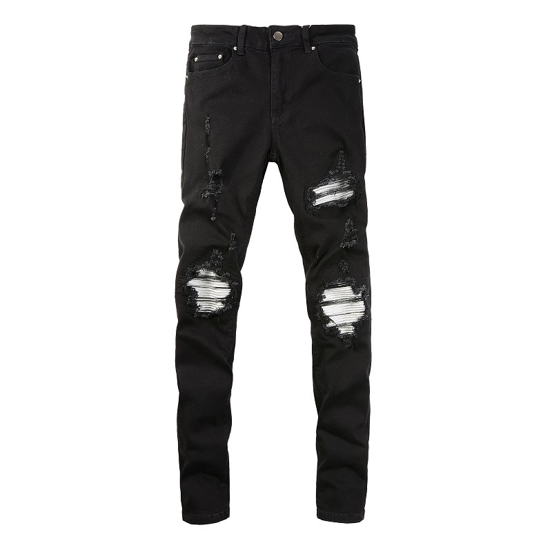 Amr Jeans Amr Pants Torn Jeans Mx12 High Street Ripped Black Jeans