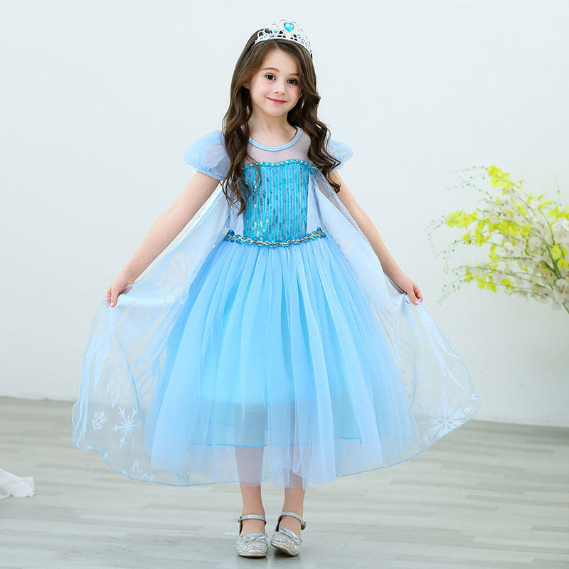 Princess dresses Princess Princess Children 2019 New Foreign Pie Girl Birthday Gown Dress Blue Aisha Princess Dress