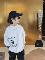 Boy autumn clothing pure cotton T-shirt child printed boy blouses CUHK Tongs new trend personality white loose t tide