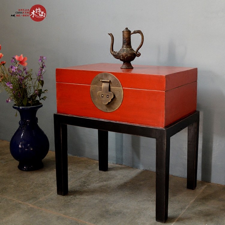Wood decoration Shangxin Chinese Classical furniture special antique made of old solid wood containing box 100 hitch a Chinese princess precious treasure chest